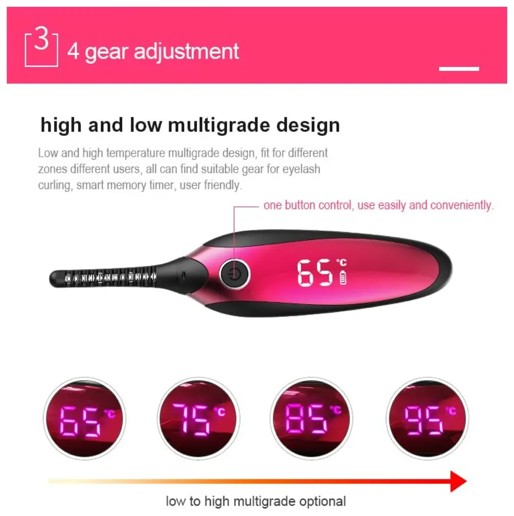 Automatic Heated Eyelash Curlers, Electric Eyelash Curler, LED Display 4 Temperature Settings, 48Hrs Long Lasting Lash Curler - 5