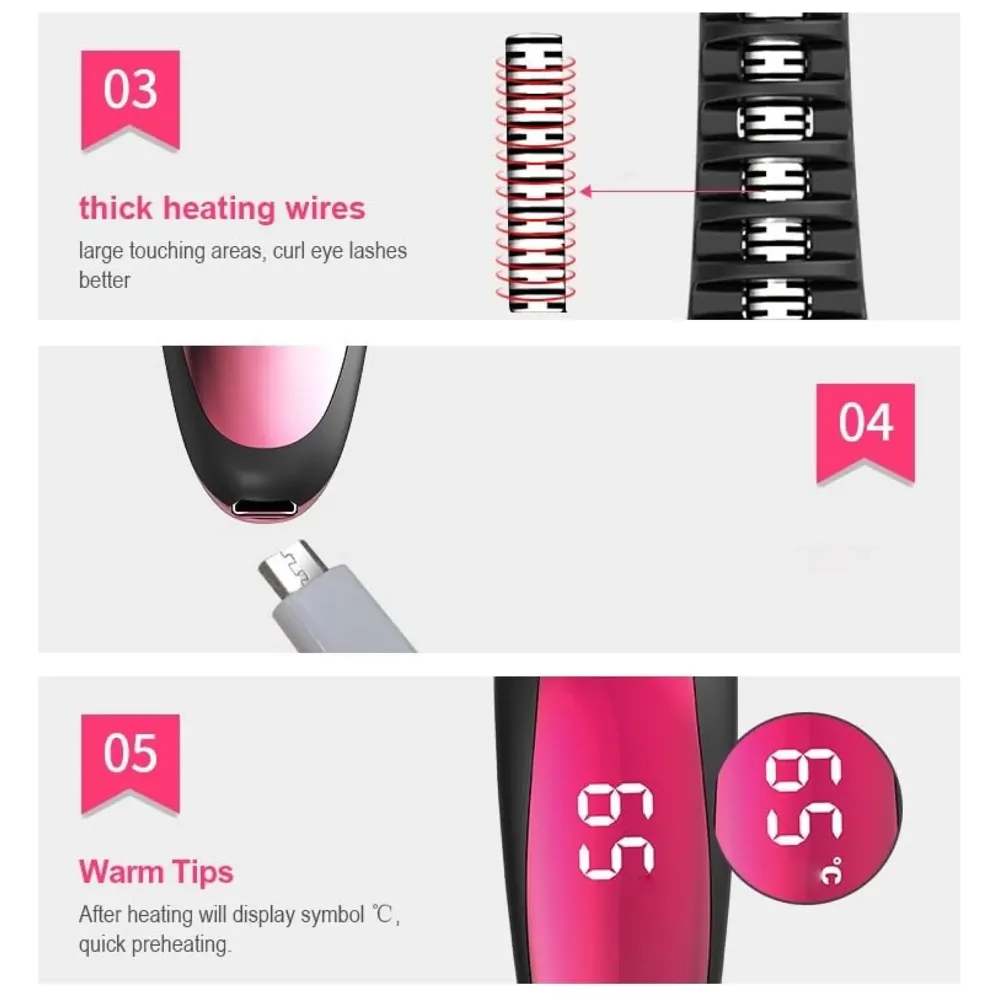 Automatic Heated Eyelash Curlers, Electric Eyelash Curler, LED Display 4 Temperature Settings, 48Hrs Long Lasting Lash Curler - 6