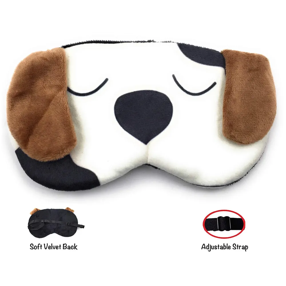 Fabric Cute White Dog Cartoon Printed Super Soft And Comfortable Eye Shade Complete Black-Out Design, Snooze, Slumber, Hibernate For Proper Sleep, Travel