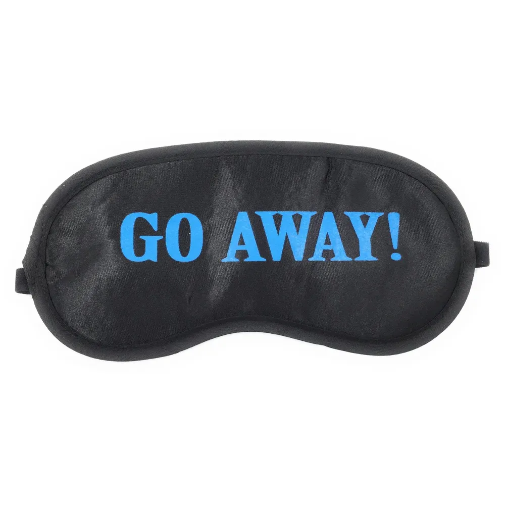 Fabric Message Eye Shade Blindfold Sleeping Travel Rest Patch Blinder Relax, Complete Black-Out Design, Snooze, Slumber, Hibernate ~ Super Soft & Comfortable For Proper Sleep (Go Away!)