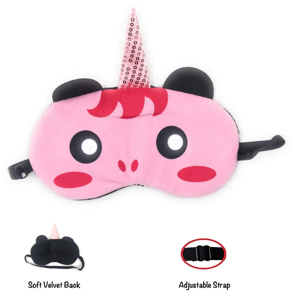 Cute Animals Eye Shade Cartoon Eyes Cover Sleeping Travel Complete black-out Design, snooze, slumber, hibernate ~ Super Soft & Comfortable For Proper Sleep With Adjustable Strap (Unicorn) - 2