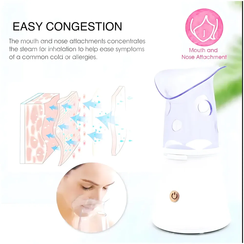 2 in 1 Facial Steamer Beauty Cosmetic Ionic Face Steamer for Home Facial, Warm Mist Humidifier Atomizer for Face Sauna Spa Sinuses Moisturizing, Unclogs Pores - 6