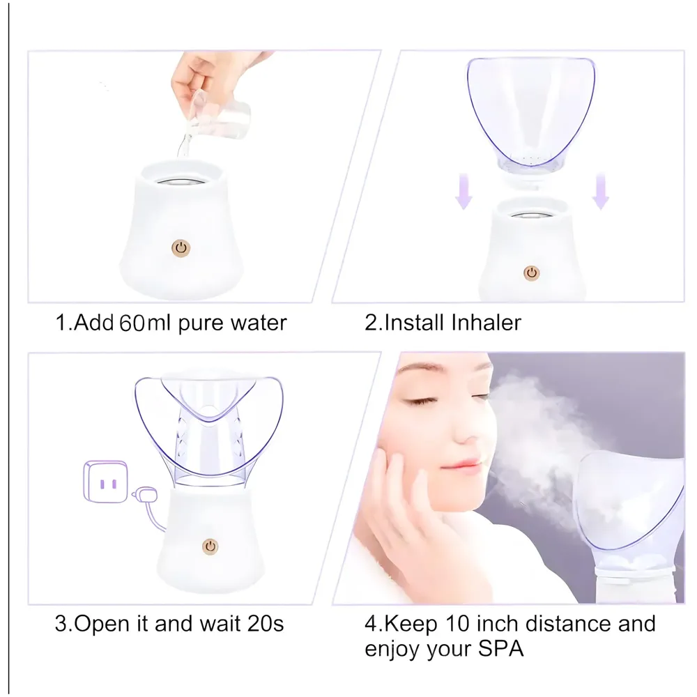 2 in 1 Facial Steamer Beauty Cosmetic Ionic Face Steamer for Home Facial, Warm Mist Humidifier Atomizer for Face Sauna Spa Sinuses Moisturizing, Unclogs Pores - 8