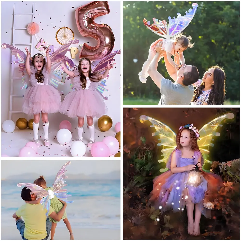Fairy Wings for Girls, Automatic Light Up Moving Butterfly Wings with LED Lights and Music, Toy for Kids as Halloween Birthday Party Costume Princess Cosplay Dress Up Gift. - 2