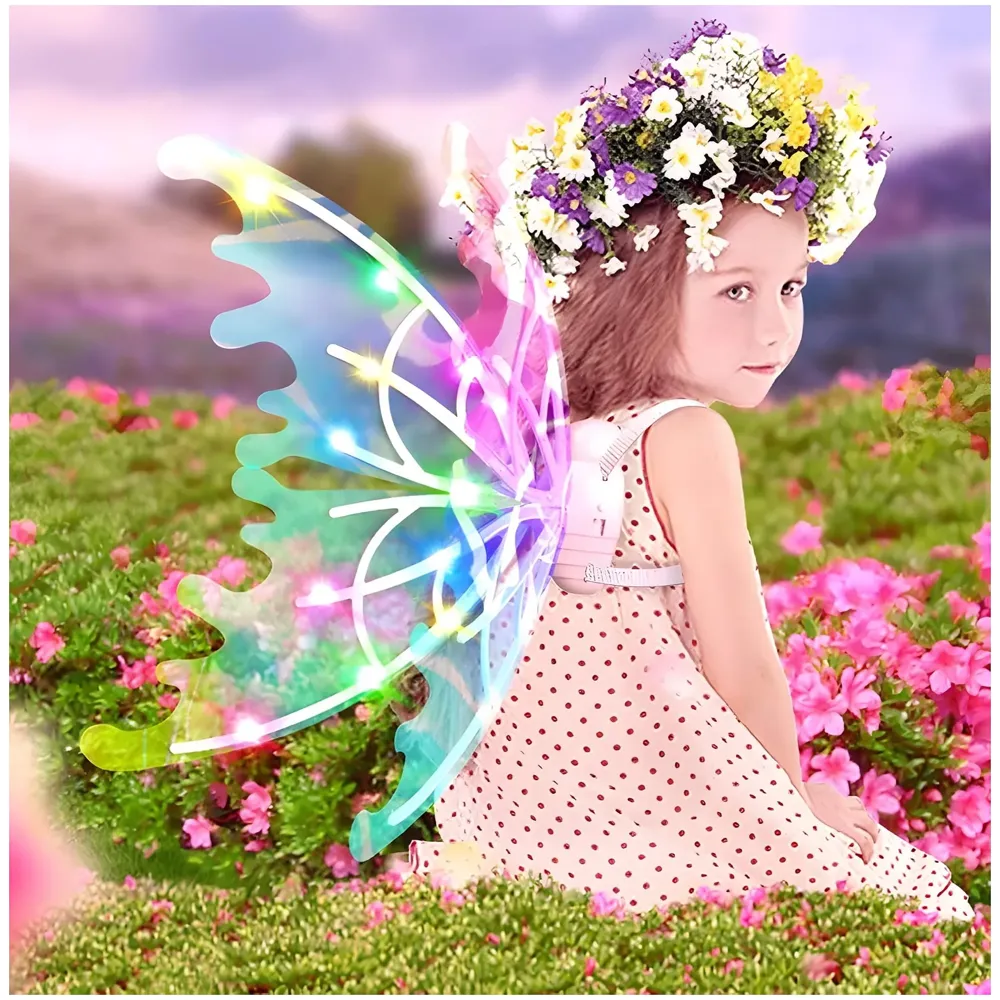Fairy Wings for Girls, Automatic Light Up Moving Butterfly Wings with LED Lights and Music, Toy for Kids as Halloween Birthday Party Costume Princess Cosplay Dress Up Gift. - 6