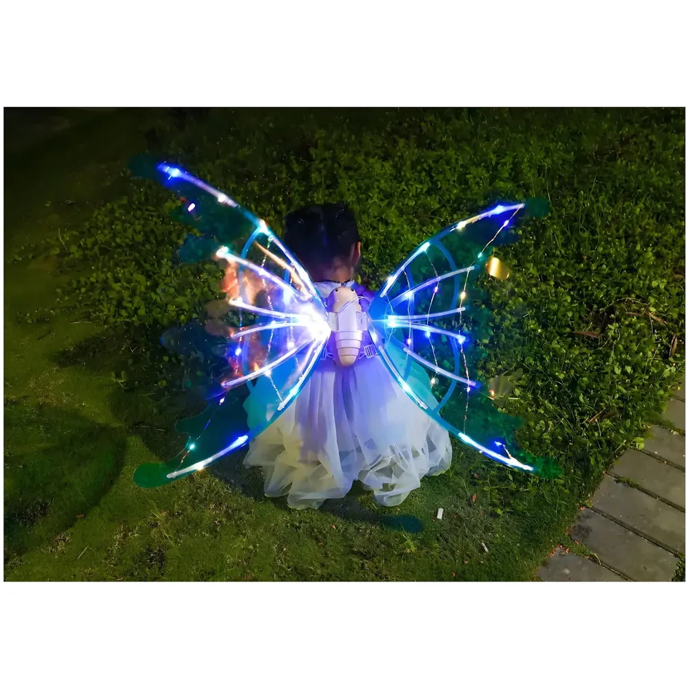 Fairy Wings for Girls, Automatic Light Up Moving Butterfly Wings with LED Lights and Music, Toy for Kids as Halloween Birthday Party Costume Princess Cosplay Dress Up Gift. - 8