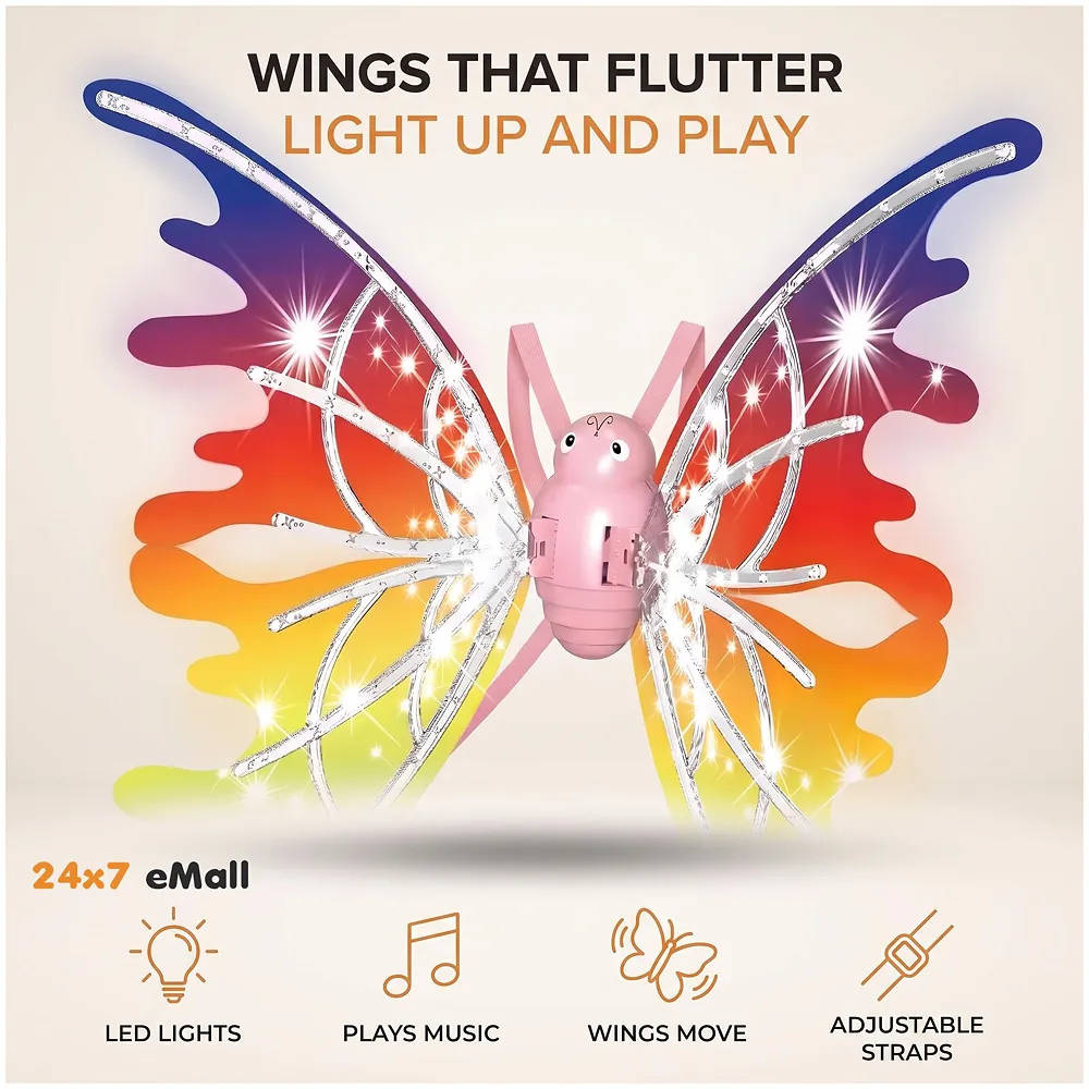 Fairy Butterfly Wings for Girls LED Lights Music Moving Wings