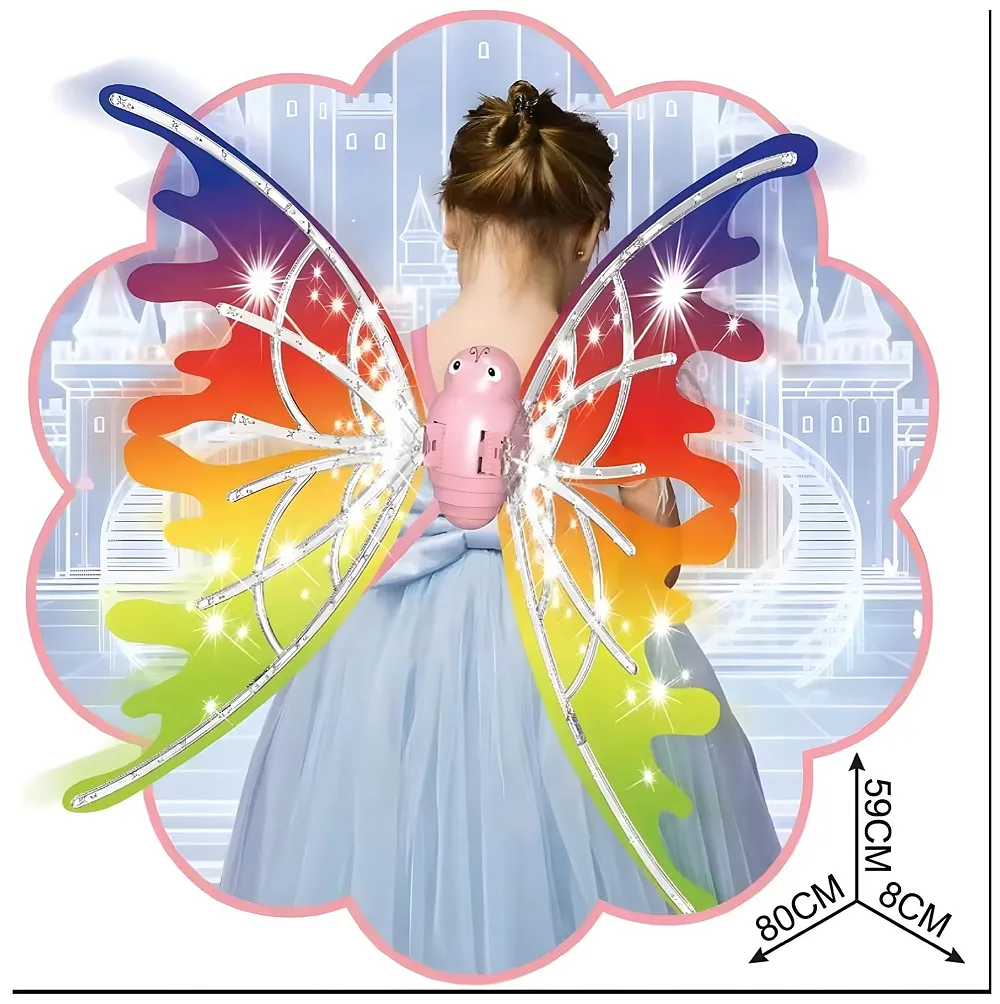 Fairy Butterfly Wings for Girls LED Lights Music Moving Wings