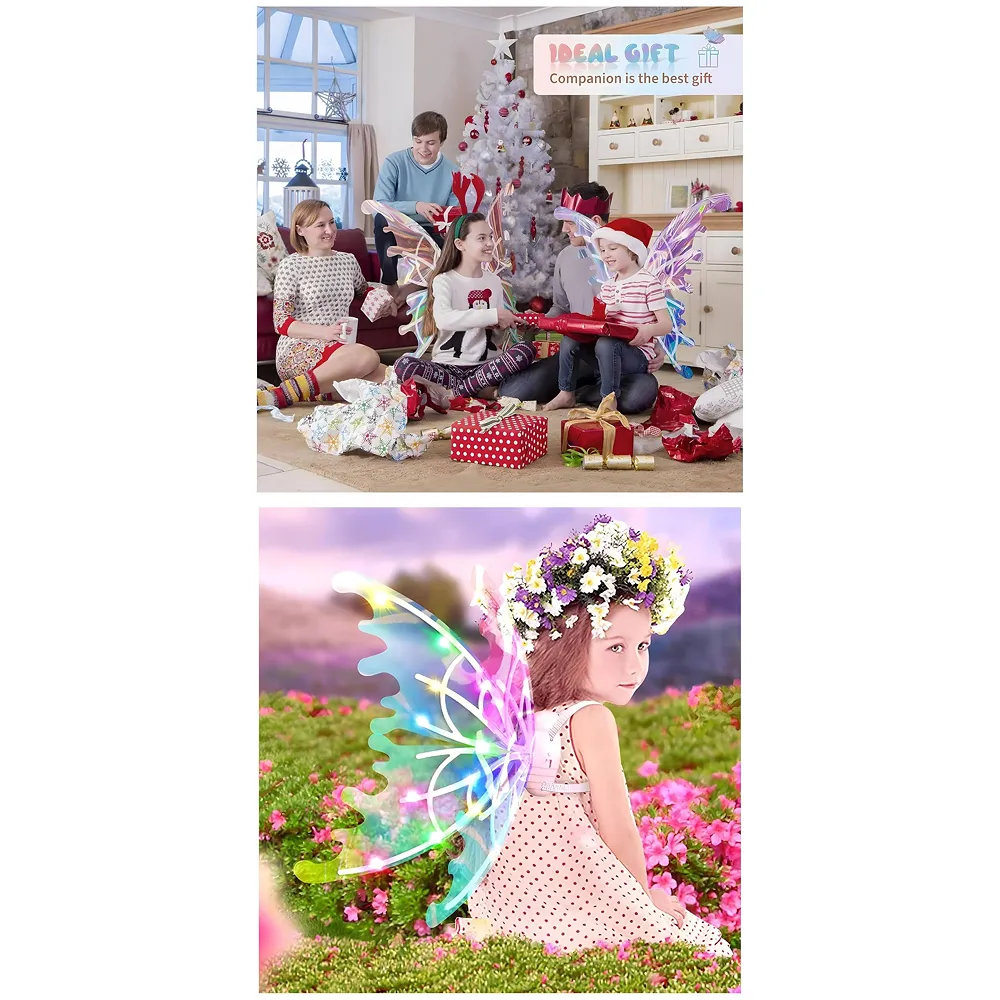 Fairy Butterfly Wings for Girls LED Lights Music Moving Wings