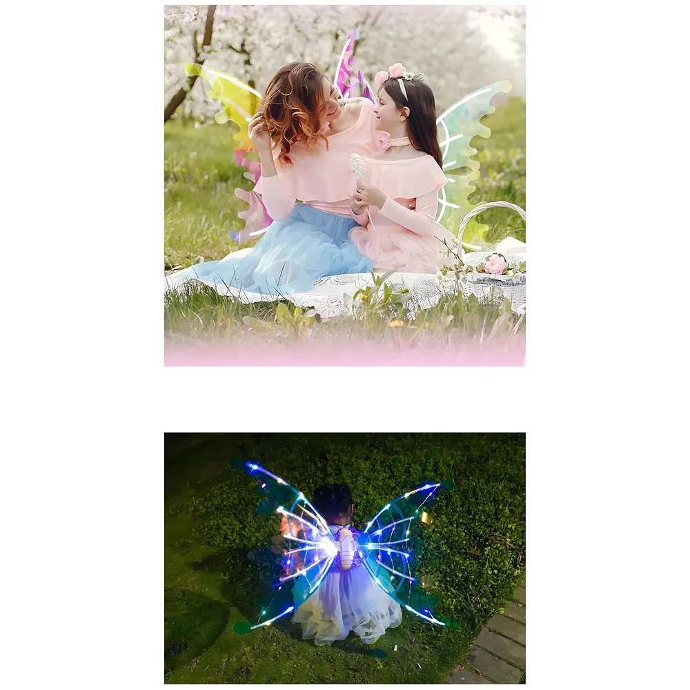 Fairy Butterfly Wings for Girls LED Lights Music Moving Wings