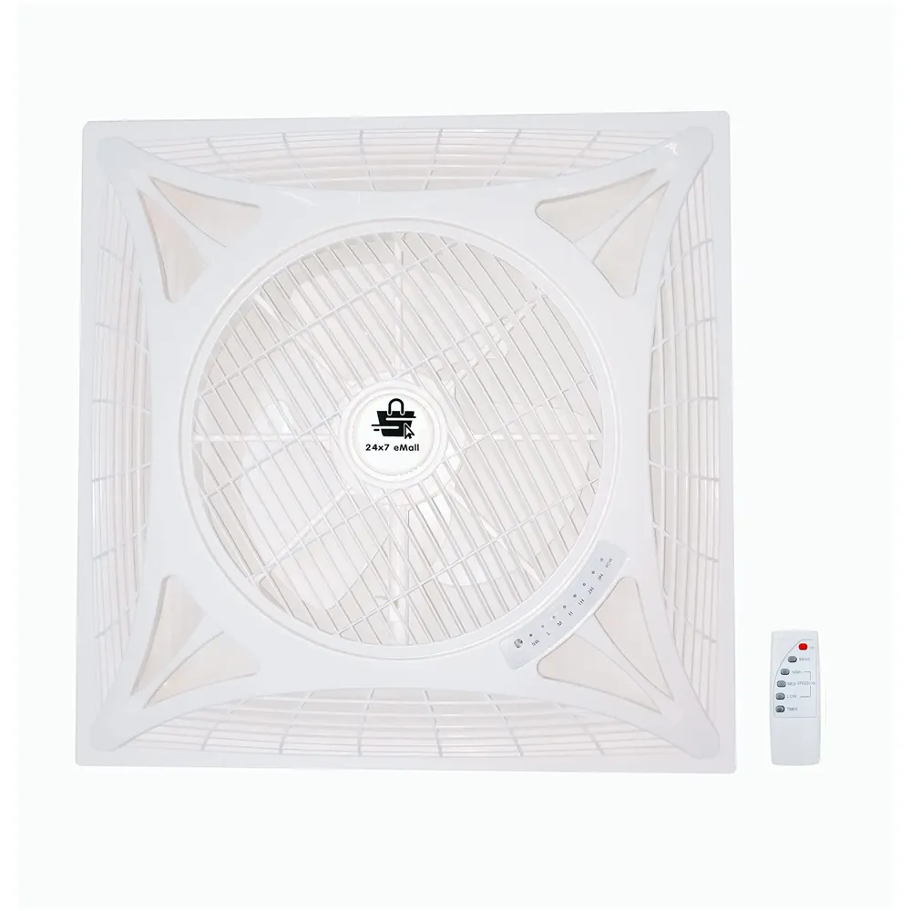 Cassette Flase Ceiling Fan Recessed Square Fan With Remote Control For Home And Commercial Use, 360° Air Flow - 600 x 600 mm - White