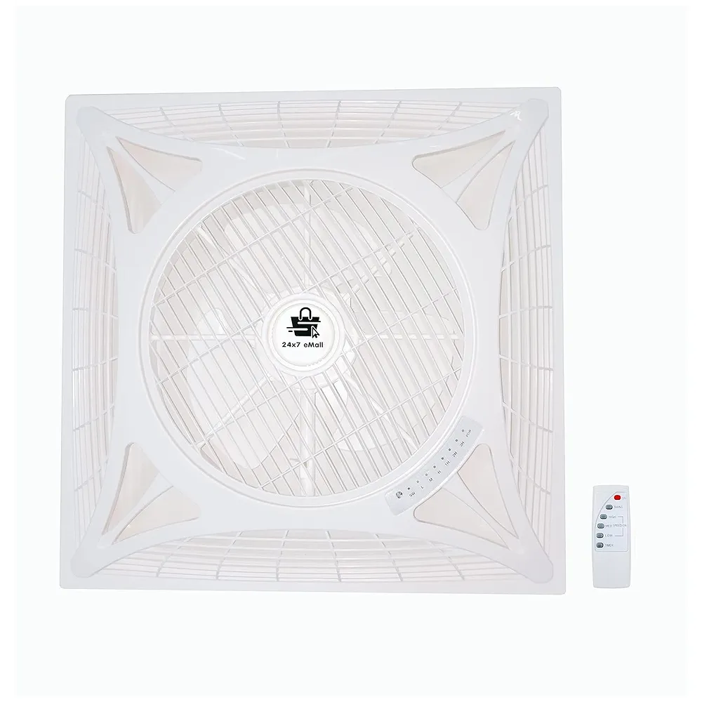 Cassette Flase Ceiling Fan Recessed Square Fan With Remote Control For Home And Commercial Use, 360° Air Flow - 600 x 600 mm - White