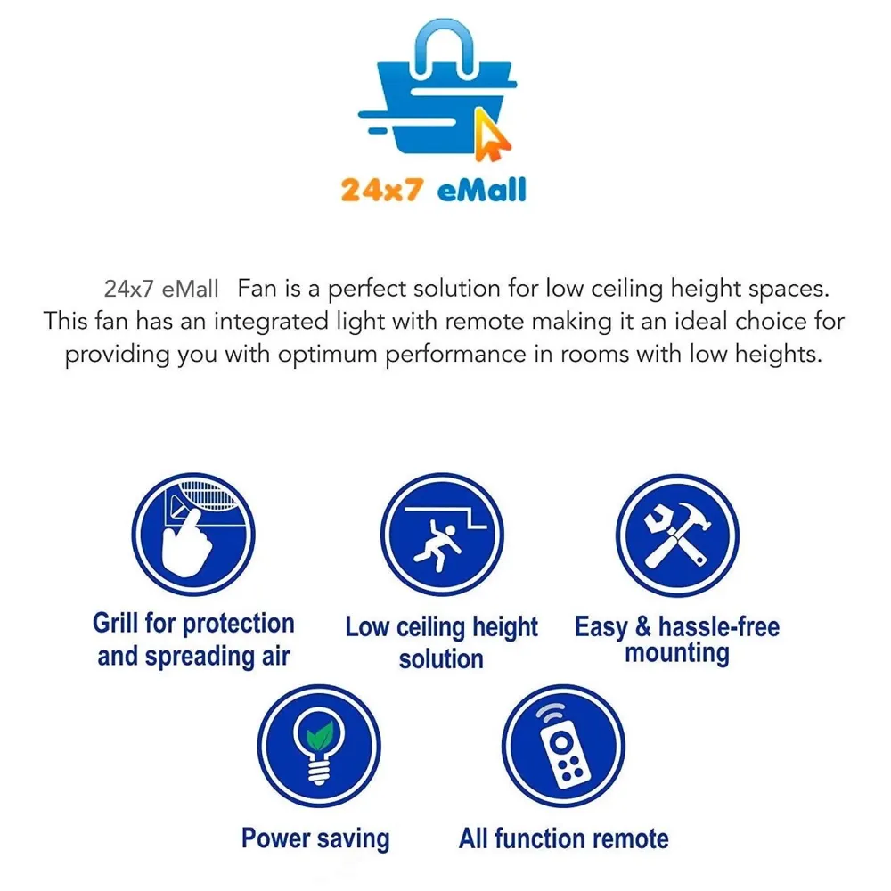 Cassette Flase Ceiling Fan Recessed Square Fan With Remote Control For Home And Commercial Use, 360° Air Flow - 600 x 600 mm - White