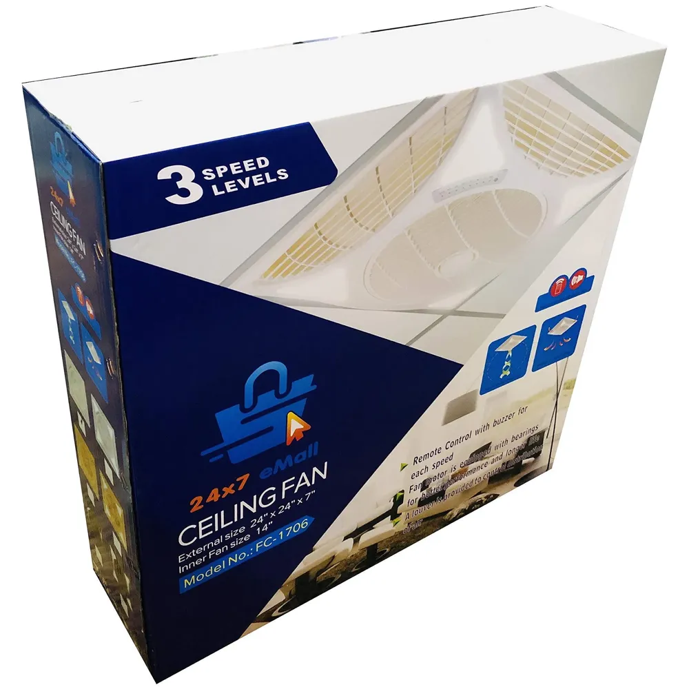 Cassette Flase Ceiling Fan Recessed Square Fan With Remote Control For Home And Commercial Use, 360° Air Flow - 600 x 600 mm - White