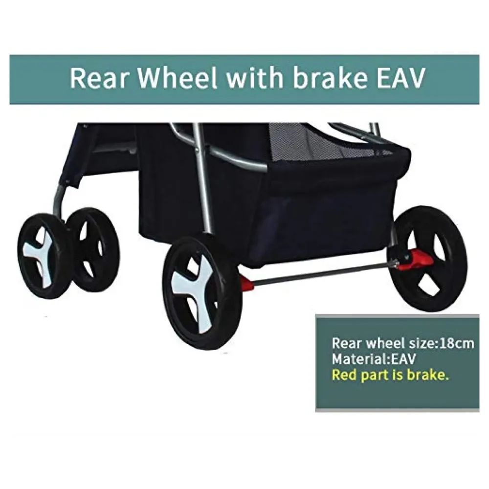 4 Wheel Elite Pet Stroller Breathable, Cat and Dog Easy to Walk Folding Travel Carrier with Cup Holder and Padded Handles.