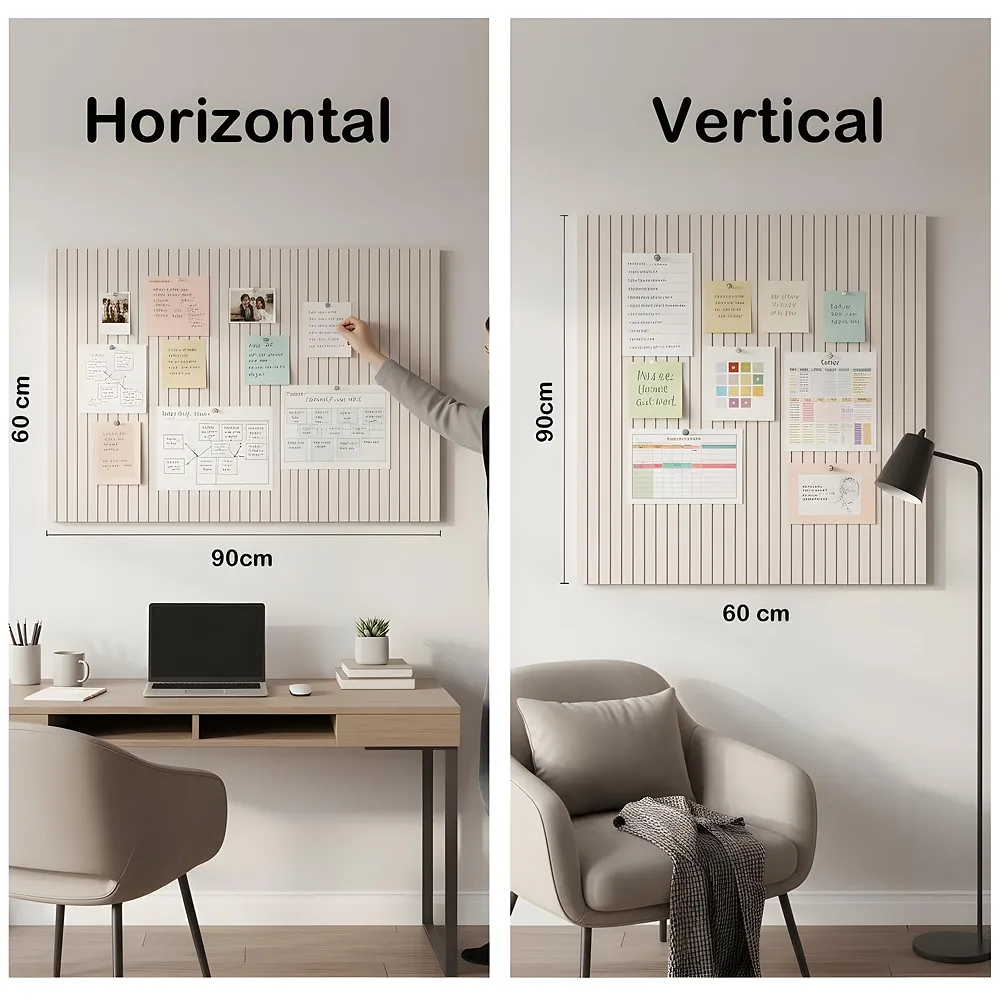 High-Density Felt Bulletin Board with Pins | Set of 6 | Each 30x30cm | Self-Adhesive Peel & Stick | No-Drill Damage-Free | Horizontal & Vertical | Office & Home, Beige