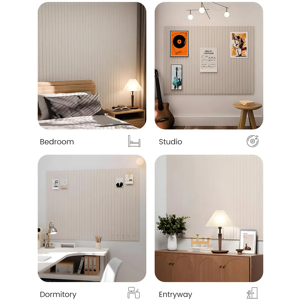 High-Density Felt Bulletin Board with Pins | Set of 6 | Each 30x30cm | Self-Adhesive Peel & Stick | No-Drill Damage-Free | Horizontal & Vertical | Office & Home, Beige