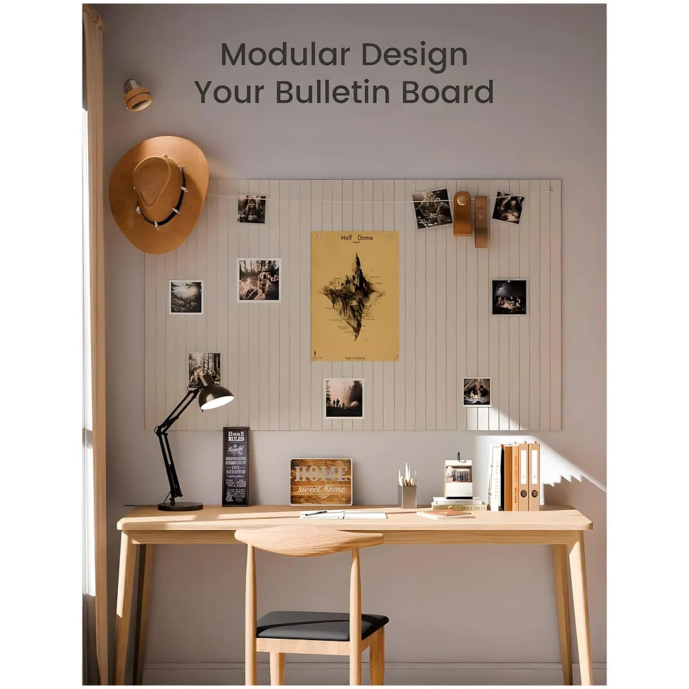 High-Density Felt Bulletin Board with Pins | Set of 6 | Each 30x30cm | Self-Adhesive Peel & Stick | No-Drill Damage-Free | Horizontal & Vertical | Office & Home, Beige
