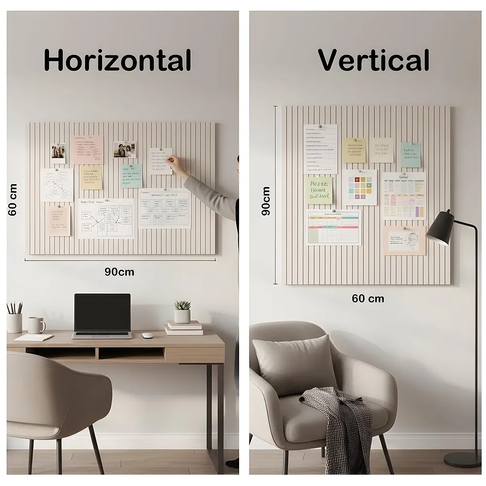 High-Density Felt Bulletin Board with Pins | Set of 6 | Each 30x30cm | Self-Adhesive Peel & Stick | No-Drill Damage-Free | Horizontal & Vertical | Office & Home, Beige
