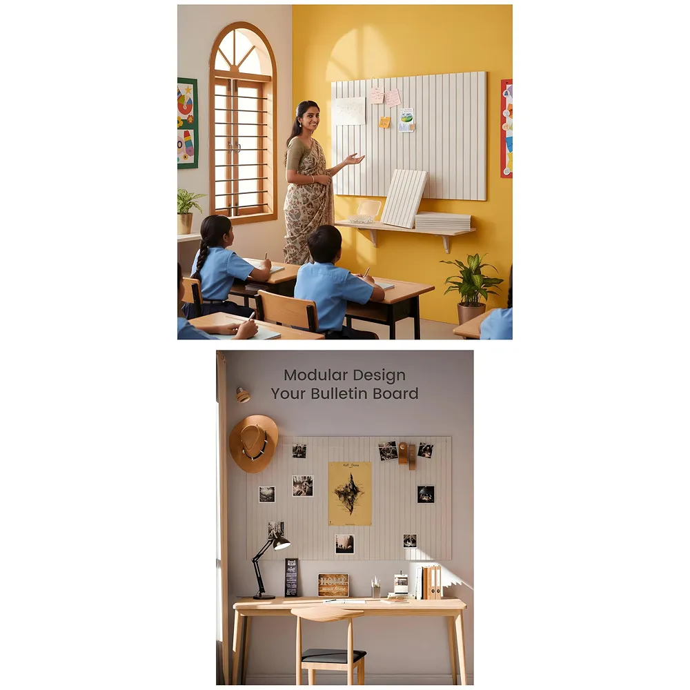 High-Density Felt Bulletin Board with Pins | Set of 6 | Each 30x30cm | Self-Adhesive Peel & Stick | No-Drill Damage-Free | Horizontal & Vertical | Office & Home, Beige