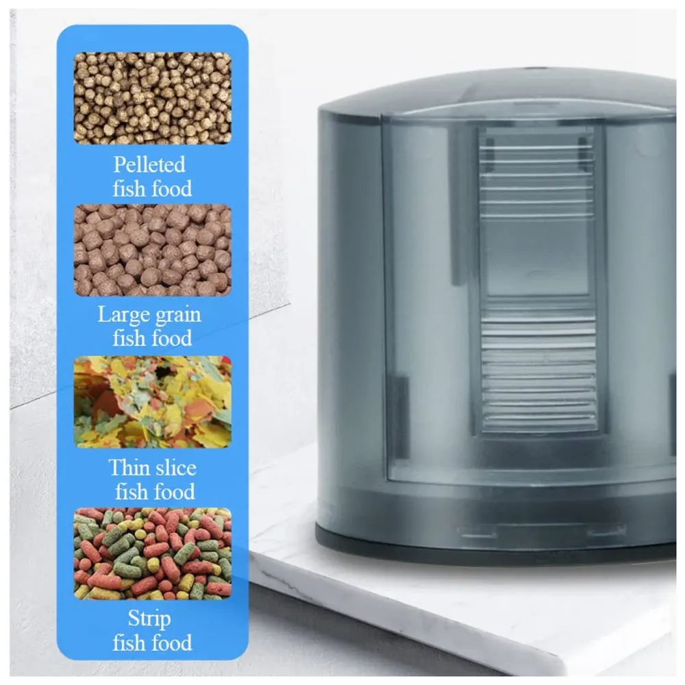 4 Way Automatic Fish Feeder, Food Dispenser, 200ML Large Capacity Timer Plastic Feeder For Aquarium Fish Tank Auto Feeding, 4 Settings. - 4