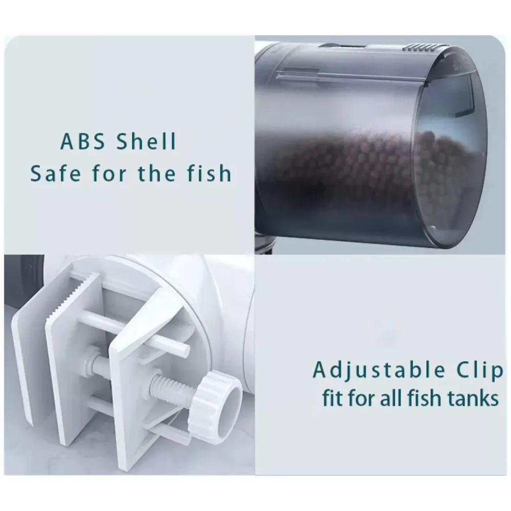 4 Way Automatic Fish Feeder, Food Dispenser, 200ML Large Capacity Timer Plastic Feeder For Aquarium Fish Tank Auto Feeding, 4 Settings. - 9