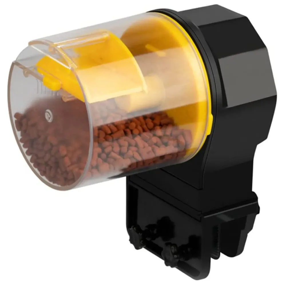 Automatic Plastic Fish Feeder for Aquarium Fish Feeder Auto Fish Food Dispenser Food Tank Feeder with Timer Fish Tank Dispenser (Yellow)