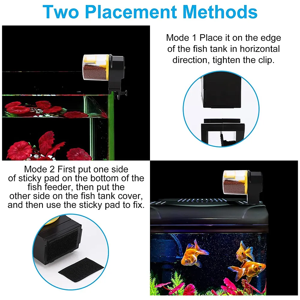 Automatic Fish Feeder for Aquarium Fish Feeder Auto Fish Food Dispenser Food Tank Feeder with Timer Fish Tank Dispenser (Yellow) Premium