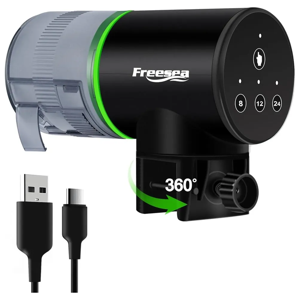 Plastic Aquarium Automatic Fish Feeder: Vacation Timer Feeder For Fish Tank Electric Adjustable Auto Fish Food Dispenser 0.05 Gal & Two Fixed Methods, ?7.1L X 7.1W X 11.2H Cm, Small