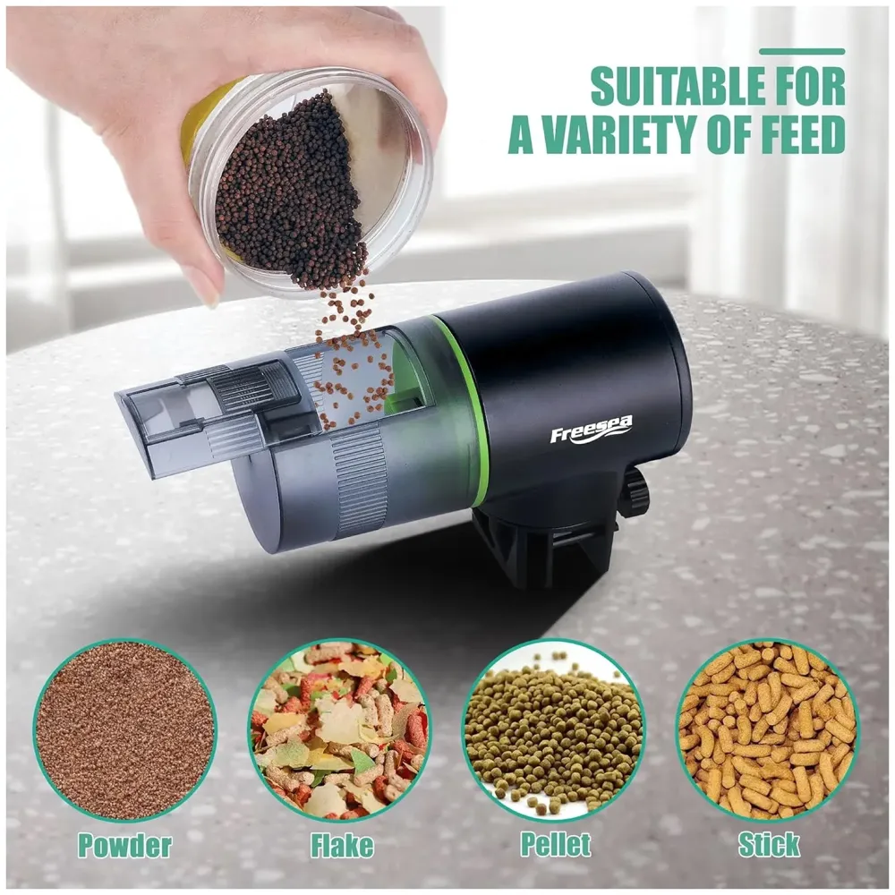 Plastic Aquarium Automatic Fish Feeder: Vacation Timer Feeder For Fish Tank Electric Adjustable Auto Fish Food Dispenser 0.05 Gal & Two Fixed Methods, ?7.1L X 7.1W X 11.2H Cm, Small - 5