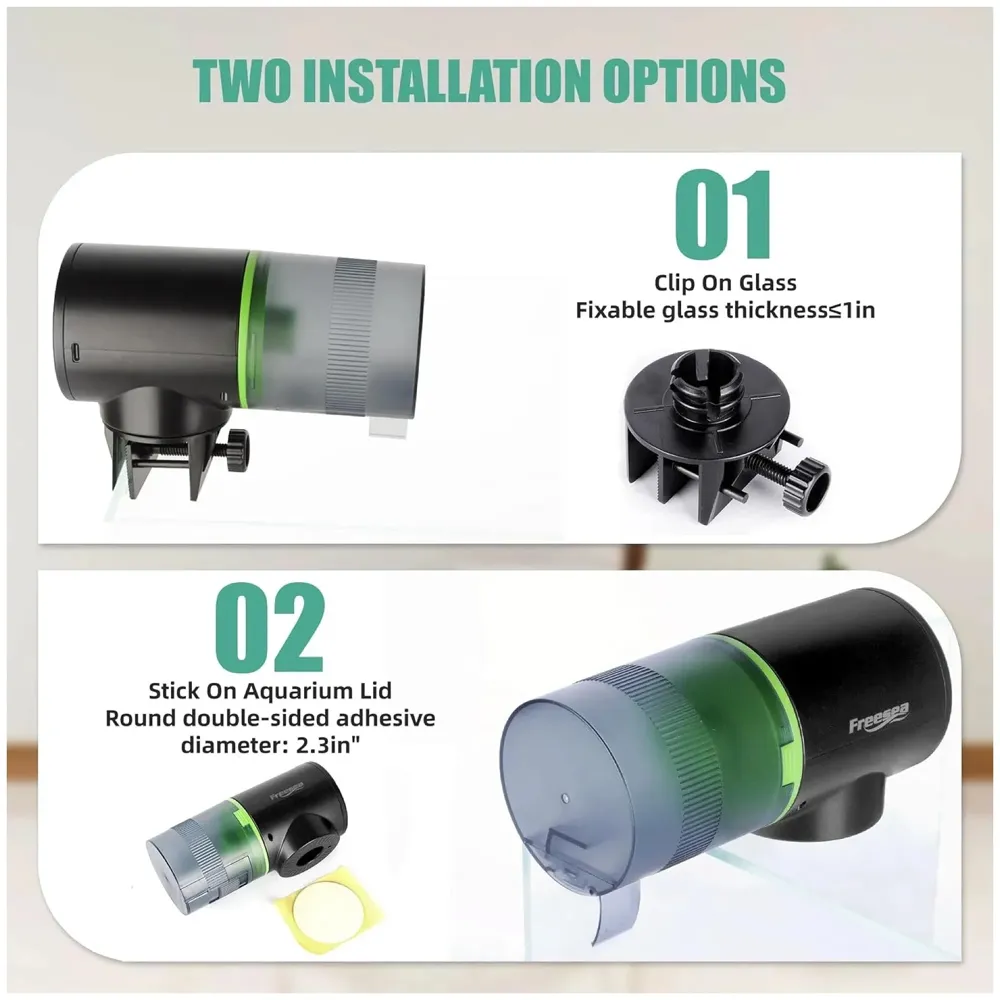 Plastic Aquarium Automatic Fish Feeder: Vacation Timer Feeder For Fish Tank Electric Adjustable Auto Fish Food Dispenser 0.05 Gal & Two Fixed Methods, ?7.1L X 7.1W X 11.2H Cm, Small - 6