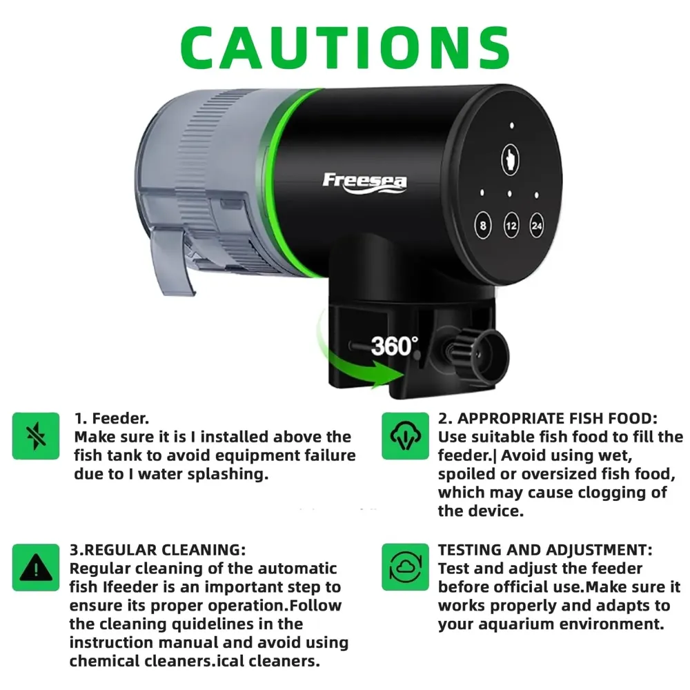 Plastic Aquarium Automatic Fish Feeder: Vacation Timer Feeder For Fish Tank Electric Adjustable Auto Fish Food Dispenser 0.05 Gal & Two Fixed Methods, ?7.1L X 7.1W X 11.2H Cm, Small - 7