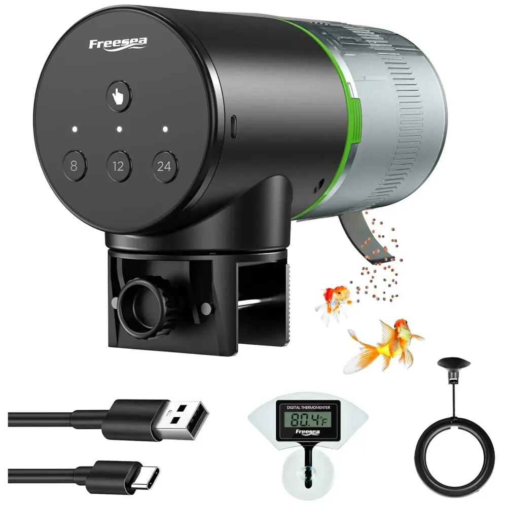 Plastic Aquarium Automatic Fish Feeder: Vacation Timer Feeder For Fish Tank Electric Adjustable Auto Fish Food Dispenser 0.05 Gal & Two Fixed Methods, ?7.1L X 7.1W X 11.2H Cm, Small - 8