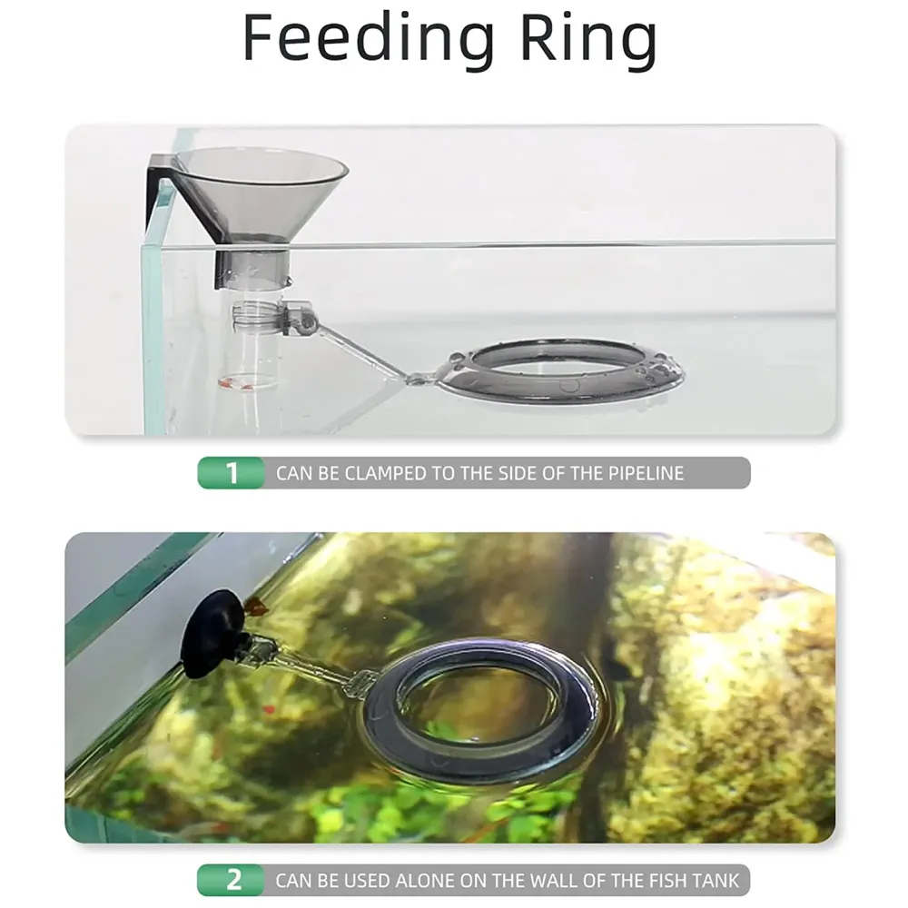 Polyester Fish Tank Feeder Aquarium Feed Tube, 15Cm X 37.5Cm Adjustable Height With Funnel & Feeding Ring