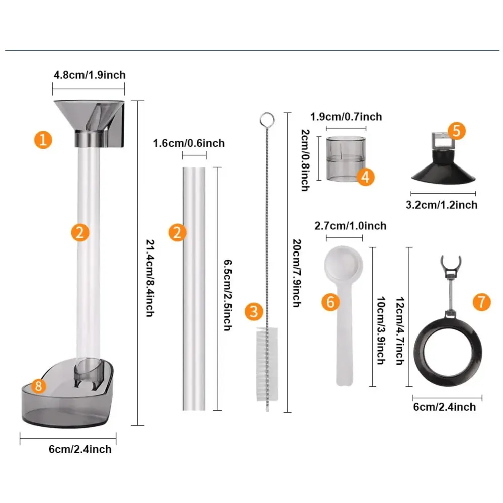 Polyester Fish Tank Feeder Aquarium Feed Tube, 15Cm X 37.5Cm Adjustable Height With Funnel & Feeding Ring