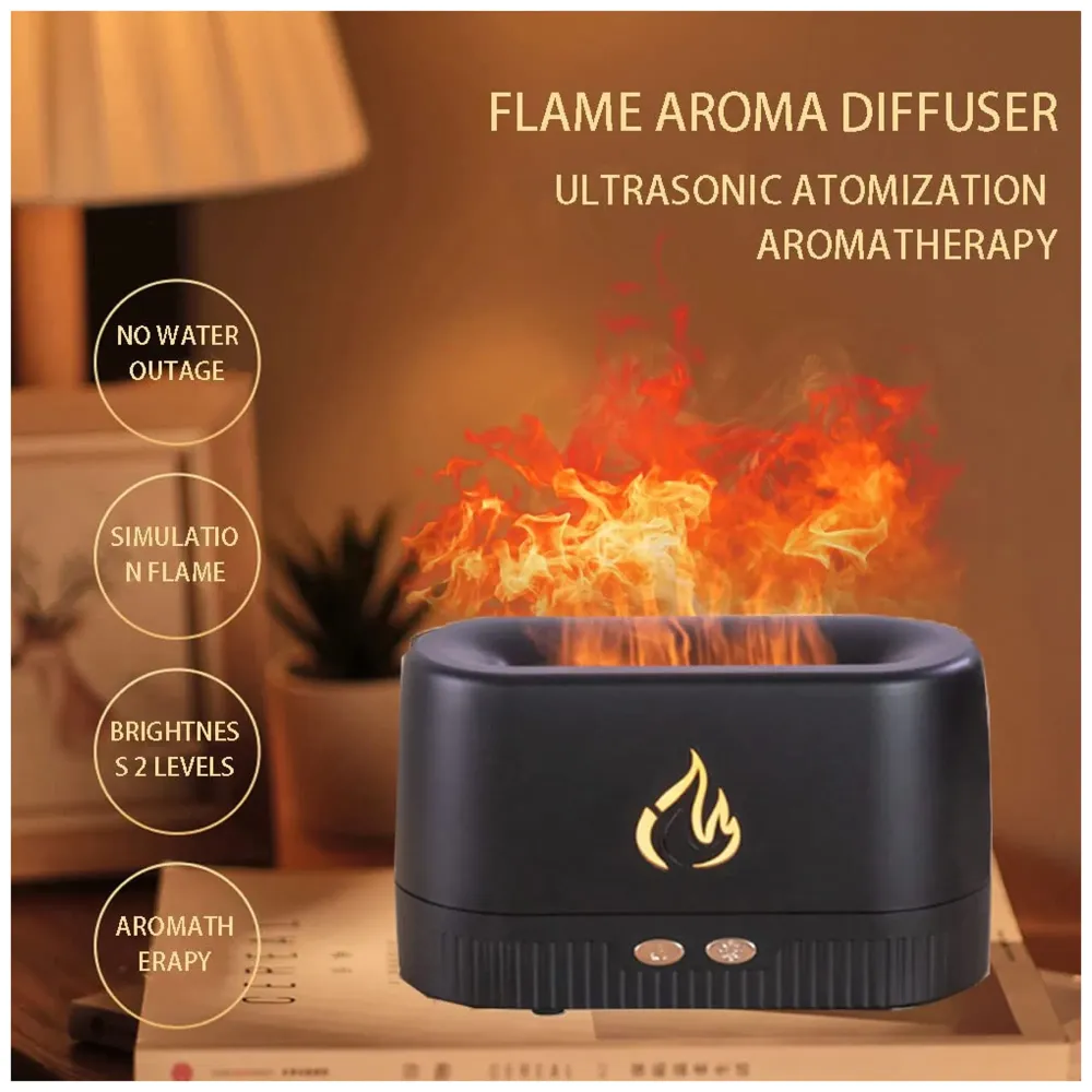 Flame Humidifier Essential Oils 180ML for Room Bedrooms with Flame Lights, Ultrasonic Cool Mist Car Humidifiers, and Desktop Humidifiers for Offices and Bedrooms