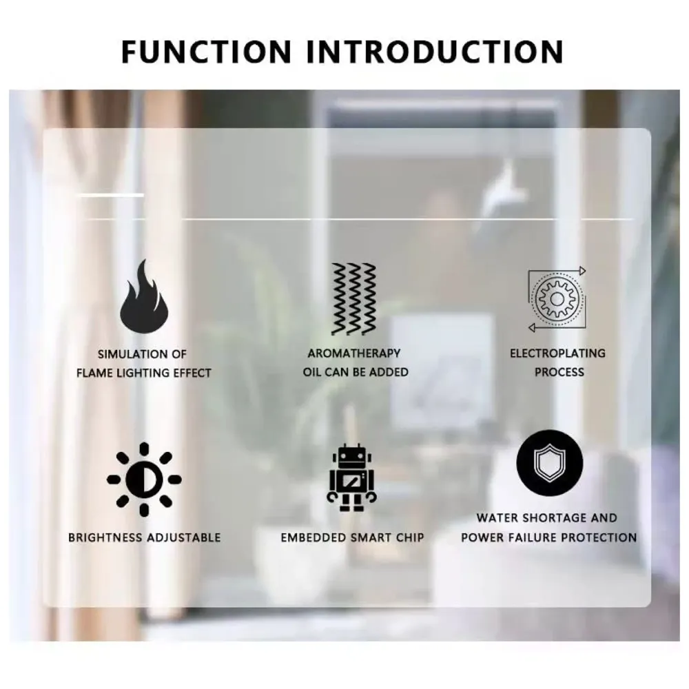 Flame Humidifier Essential Oils 180ML for Room Bedrooms with Flame Lights, Ultrasonic Cool Mist Car Humidifiers, and Desktop Humidifiers for Offices and Bedrooms