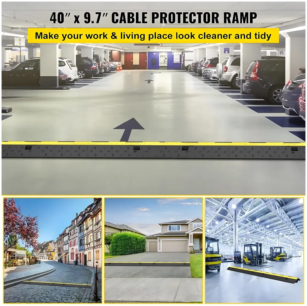 Cable Cover Manager for Roads 5500 kgs Heavy Duty Flip Open Cover Protective Wire Cord Ramp Driveway Rubber Traffic Speed Bumps Cable Protector - 1Meter (2 Channel) - 8