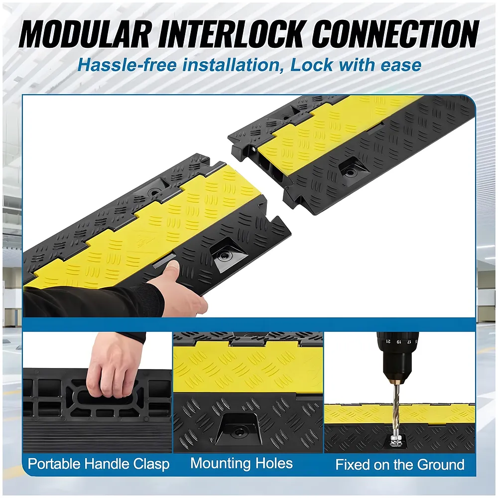 Cable Cover Manager for Roads 5500 kgs Heavy Duty Flip Open Cover Protective Wire Cord Ramp Driveway Rubber Traffic Speed Bumps Cable Protector - 1Meter (2 Channel) Premium