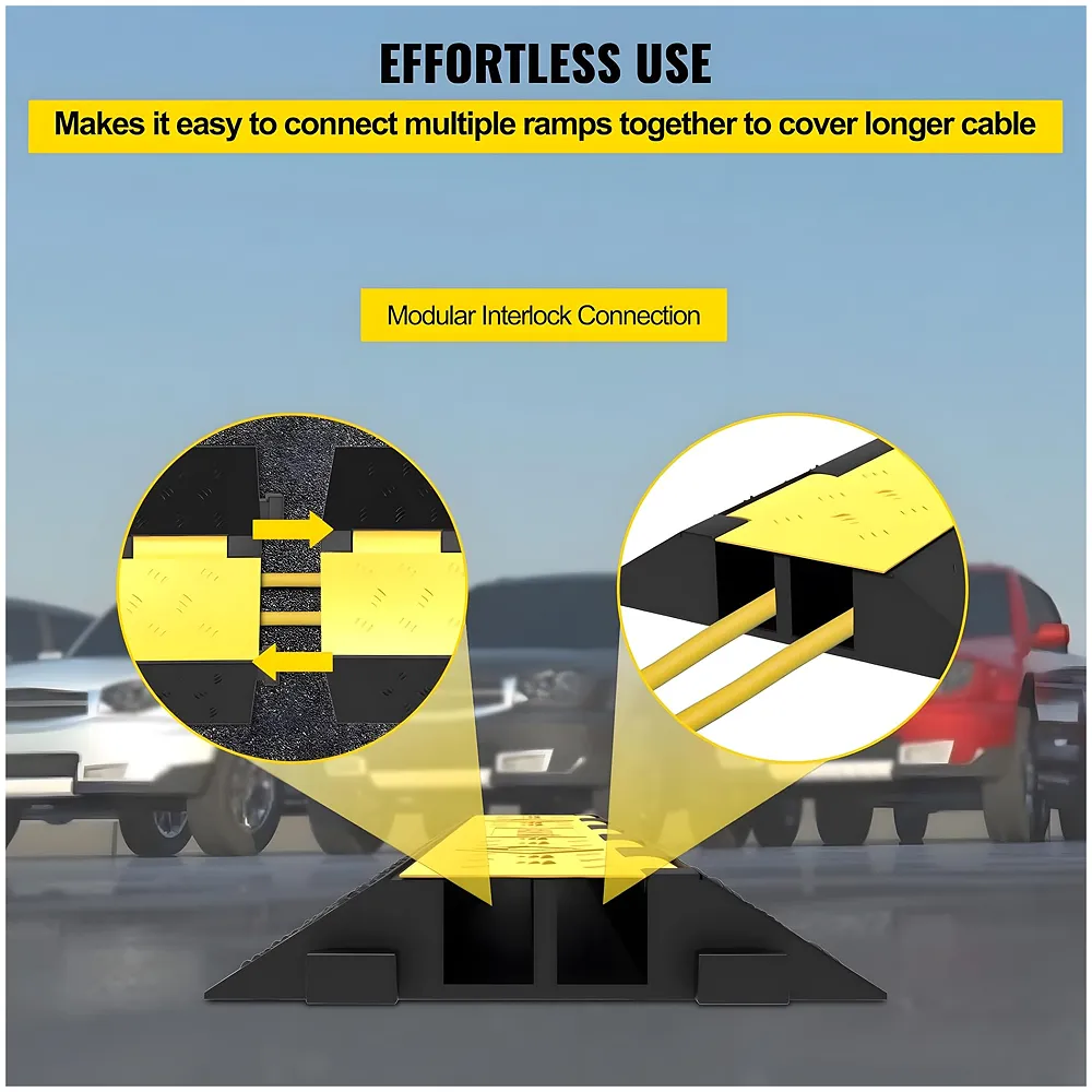 Cable Cover Manager for Roads 5500 kgs Heavy Duty Flip Open Cover Protective Wire Cord Ramp Driveway Rubber Traffic Speed Bumps Cable Protector - 1Meter (2 Channel) Premium