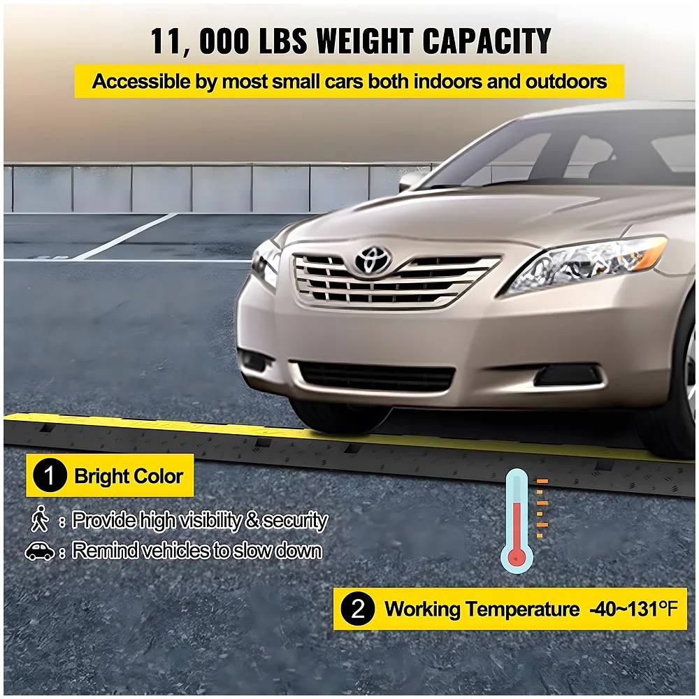 Cable Cover Manager for Roads 5500 kgs Heavy Duty Flip Open Cover Protective Wire Cord Ramp Driveway Rubber Traffic Speed Bumps Cable Protector - 1Meter (2 Channel) Premium