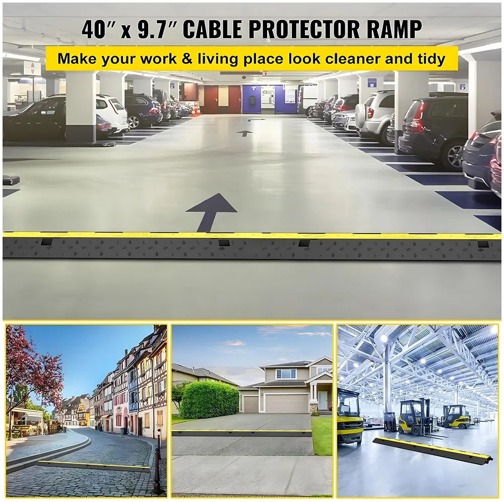 Cable Cover Manager for Roads 5500 kgs Heavy Duty Flip Open Cover Protective Wire Cord Ramp Driveway Rubber Traffic Speed Bumps Cable Protector - 1Meter (2 Channel) Premium