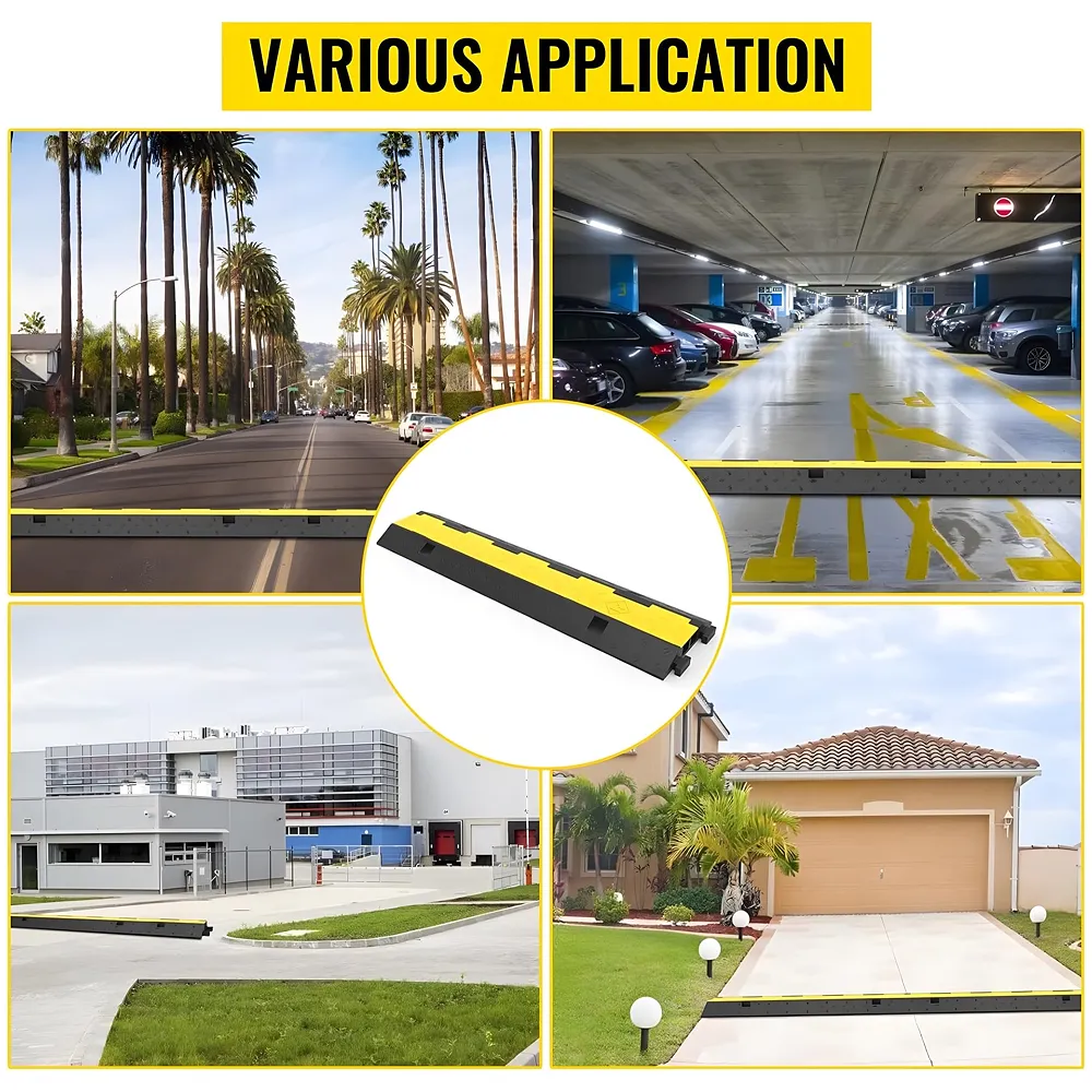 Cable Cover Manager for Roads 5500 kgs Heavy Duty Flip Open Cover Protective Wire Cord Ramp Driveway Rubber Traffic Speed Bumps Cable Protector - 1Meter (2 Channel) Premium
