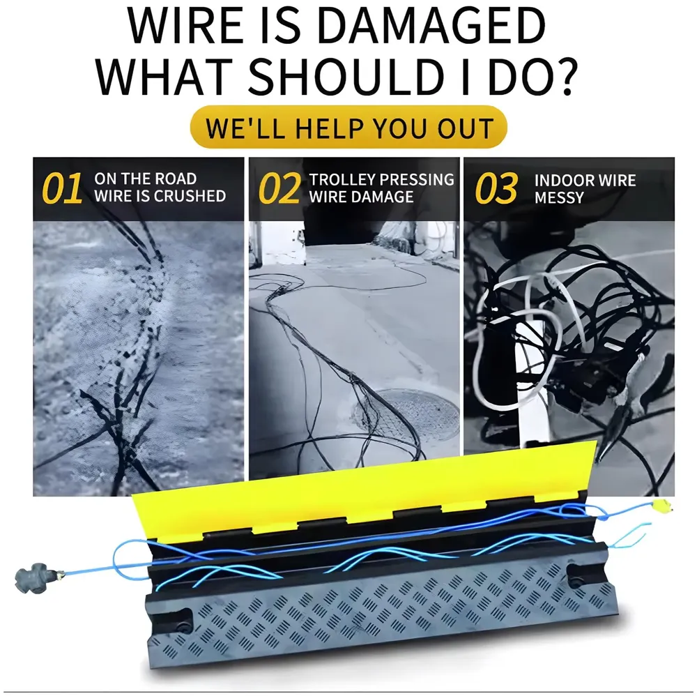 Cable Cover Manager for Roads 5500 kgs Heavy Duty Flip Open Cover Protective Wire Cord Ramp Driveway Rubber Traffic Speed Bumps Cable Protector - 1Meter (3 Channel) - 2