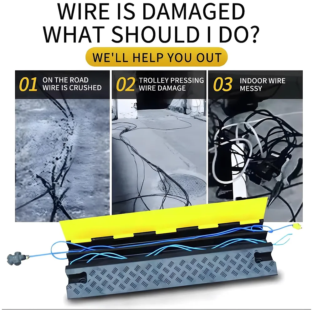 Cable Cover Manager for Roads 5500 kgs Heavy Duty Flip Open Cover Protective Wire Cord Ramp Driveway Rubber Traffic Speed Bumps Cable Protector - 1Meter (3 Channel) Premium