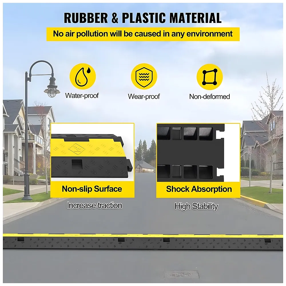 Cable Cover Manager for Roads 5500 kgs Heavy Duty Flip Open Cover Protective Wire Cord Ramp Driveway Rubber Traffic Speed Bumps Cable Protector - 1Meter (3 Channel) Premium
