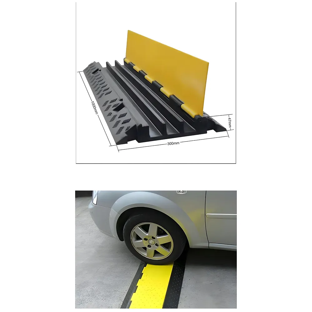 Cable Cover Manager for Roads 5500 kgs Heavy Duty Flip Open Cover Protective Wire Cord Ramp Driveway Rubber Traffic Speed Bumps Cable Protector - 1Meter (3 Channel) Premium
