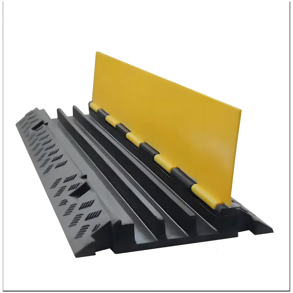 Cable Cover Manager for Roads 5500 kgs Heavy Duty Flip Open Cover Protective Wire Cord Ramp Driveway Rubber Traffic Speed Bumps Cable Protector - 1Meter (4 Channel)