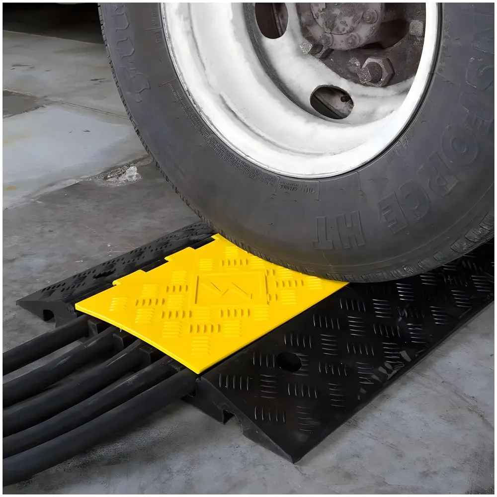 Cable Cover Manager for Roads 5500 kgs Heavy Duty Flip Open Cover Protective Wire Cord Ramp Driveway Rubber Traffic Speed Bumps Cable Protector - 1Meter (5 Channel) - 2