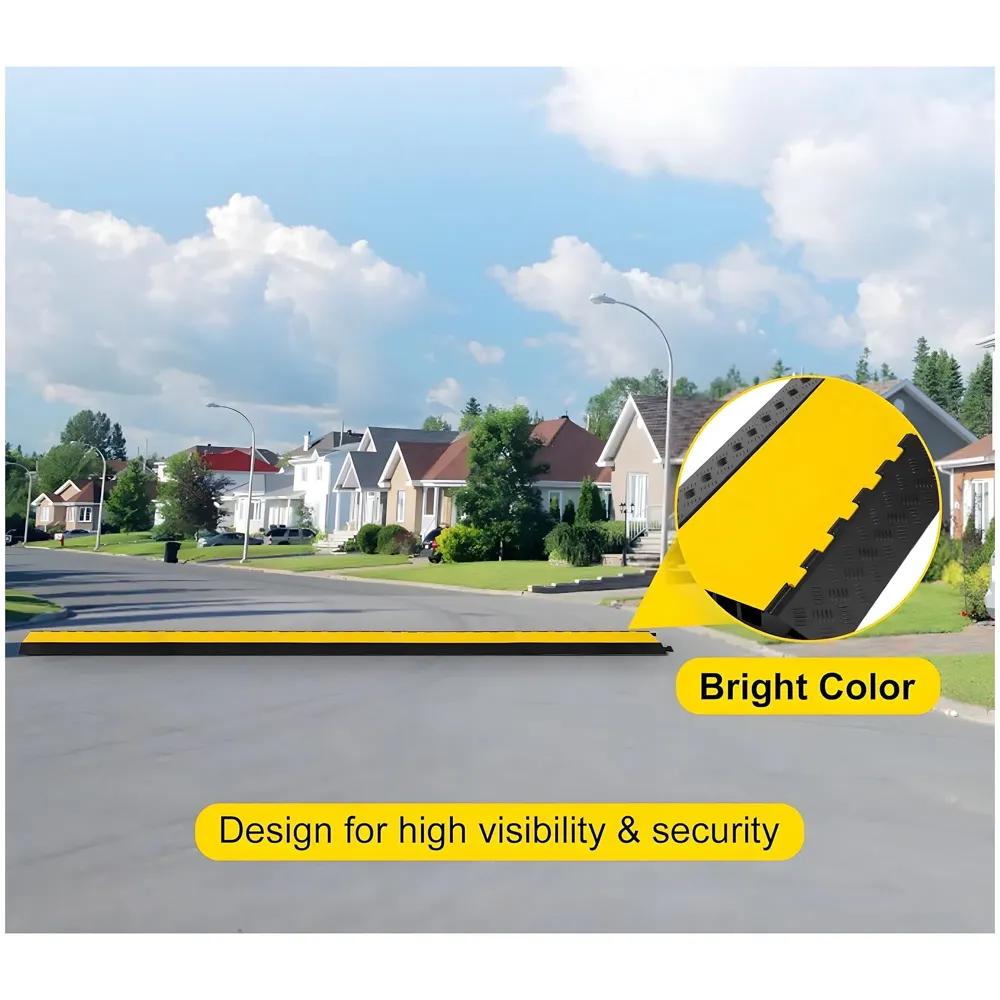 Cable Cover Manager for Roads 5500 kgs Heavy Duty Flip Open Cover Protective Wire Cord Ramp Driveway Rubber Traffic Speed Bumps Cable Protector - 1Meter (5 Channel) - 4
